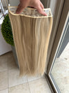 Till style ash blonde with brown highlights long straight hair extensions clip in