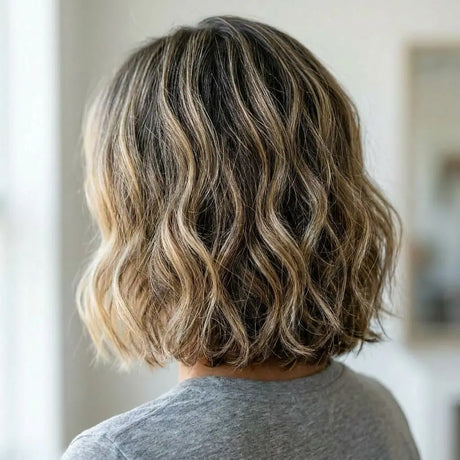 Tillstyleq light brownish blonde wavy short wig#color_light-brownish-blonde