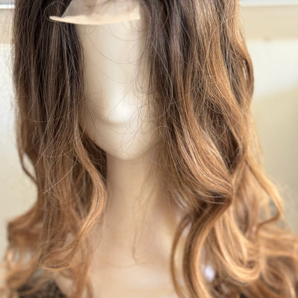 Tillstyle long ombre caramel wavy for women 26 inch middle part curly wavy wig