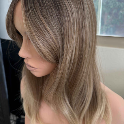 Tillstyle  ombre brown topper with bangs/highlighted light ends