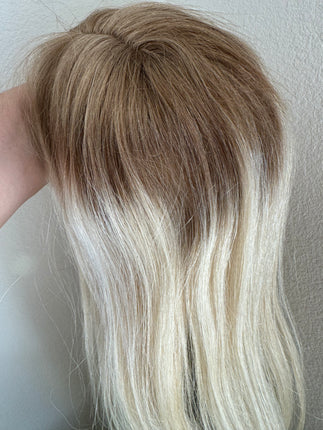 Tillstyle light blonde with dark roots hair toppers hair toppers/mono mesh base