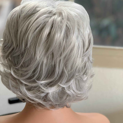 Tillstyle  grey white curly wig /short wig