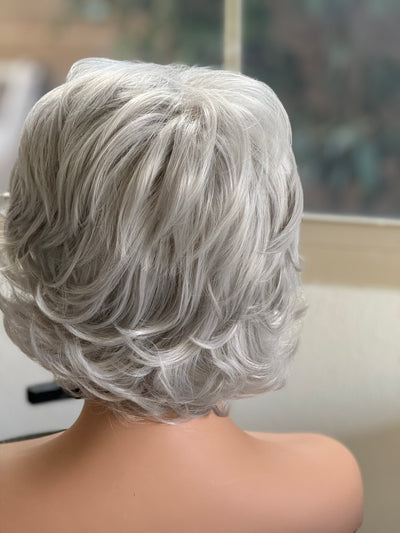 Tillstyle  grey white curly wig /short wig