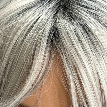 Tillstyle silver with dark roots wig with bangs