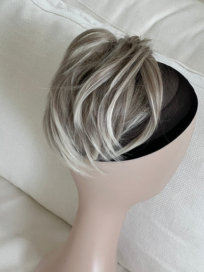 Tillstyle Hair scrunchie elastic bun tousled updo chignon light grey blonde white