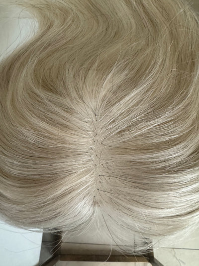 Tillstyle white hair /creamy white human hair topper/no bangs