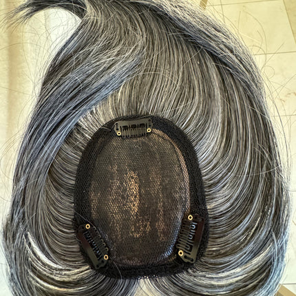 Tillstyle grey highlighted hair topper with bangs