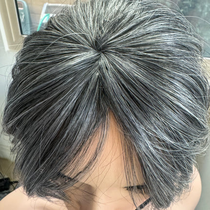 Tillstyle hair piece grey clip in hair toppers for thinning crown short hair styles