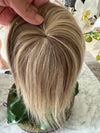 Tillstyle 100% human hair ash blonde ombre highlighted hair piece  clip in hair toppers