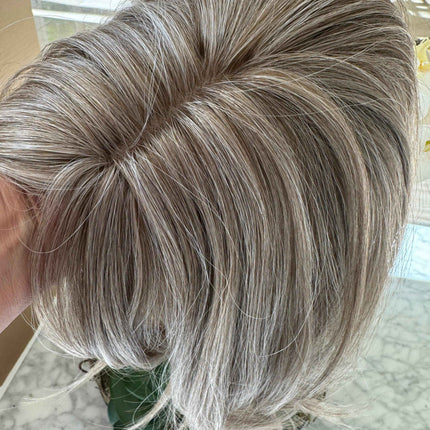 Tillstyle grey hair toppers for women /ash brown / bangs