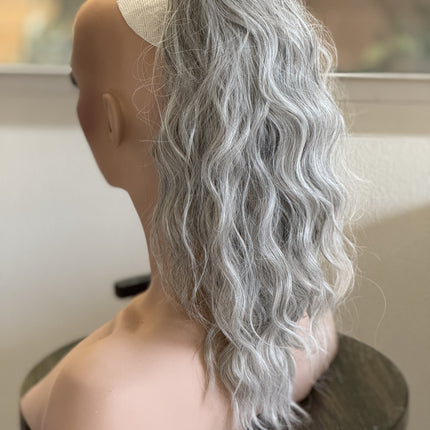 Tillstyle silver grey loose body wave clip in ponytail clip in pony tail