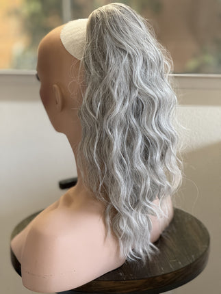 Tillstyle silver grey loose body wave clip in ponytail clip in pony tail