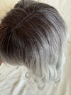 Tillstyle short  silver grey bob wigs for women loose body wave air bangs  synthetic premium fibre