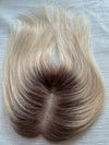 Tillstyle 100% Human Hair Toppers for women platinum blonde ash brown rooted