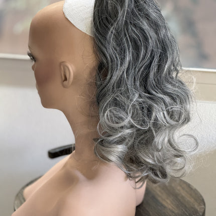 Tillstyle  grey salt and pepper clip in ponytail clip in pony tail