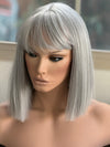 Tillstyle light grey silver bob  wig with curtain bangs