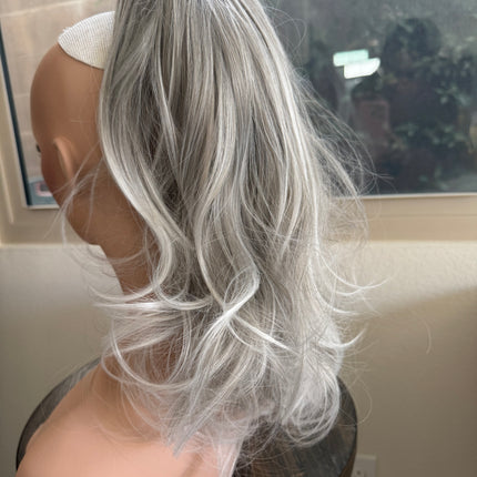 Tillstyle  light grey /white highlights claw clip ponytail