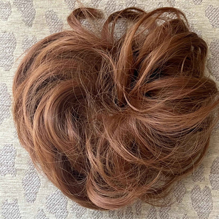 Tillstyle elastic messy bun hair piece curly hair bun pieces  orange brown hair piece