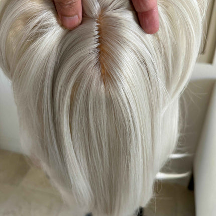 Tillstyle creamy white hair topper with  butterfly bangs