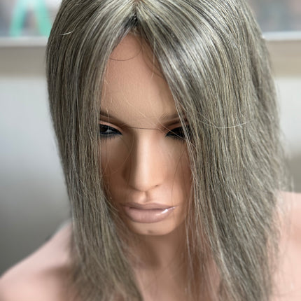 Tillstyle salt and pepper Grey Hair Topper | Grey Toppers for Women/alopecia widening part