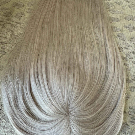 White blonde  /ice blonde virgin human hair topper base 3 x 5 mono mesh base clip in hair extensions