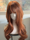 Tillstyle long auburn wig with bangs straight wig  with bangs for women 26 inch middle part