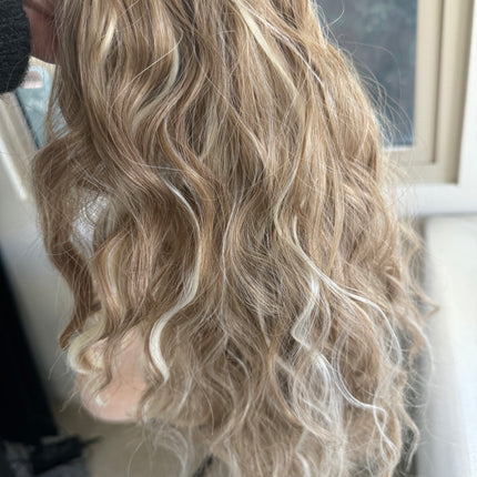 Tillstyle  ash blonde highlighted wavy clip in ponytail