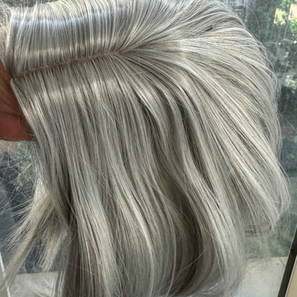 Tillstyle silver grey hair topper bob hair /short hair