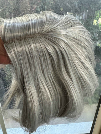 Tillstyle silver grey hair topper bob hair /short hair