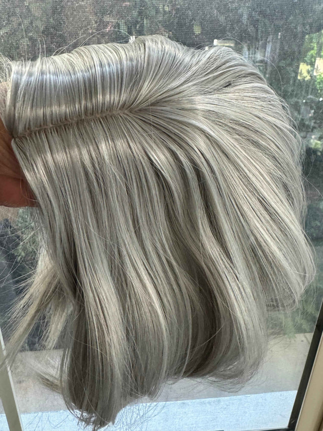 Tillstyle silver grey hair topper bob hair /short hair