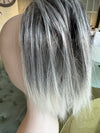 Tillstyle light silver grey salt and pepper clip in ponytail straight