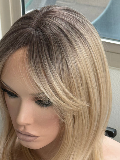 Tillstyle  blonde with brown roots hair toppers /butterfly bangs