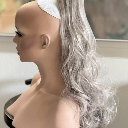 Tillstyle blonde grey loose body wave clip in ponytail