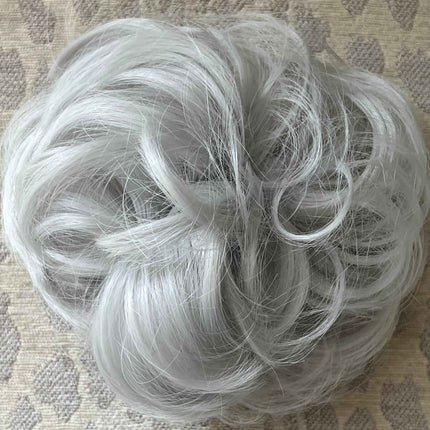 Tillstyle silver elastic messy bun hair piece curly hair bun pieces hair bun scrunchie