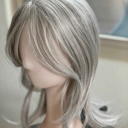 Till style silver blonde hair toppers for women / bangs