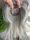 Tillstyle white silvergrey Human Hair Toppers with bangs