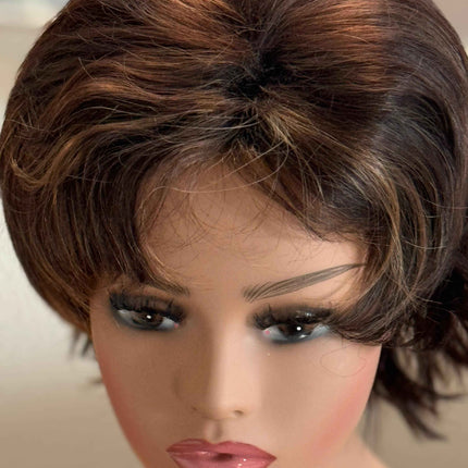 Tillstyle short brown wig wavy ends