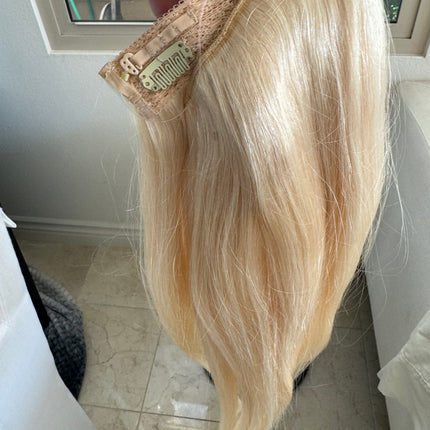 Tillstyle light bleach blonde remy hair halo hair extensions clip in hair extensions