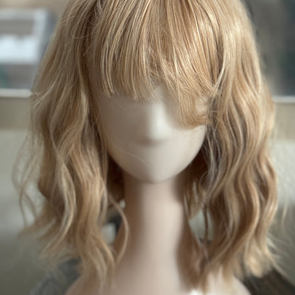 Tillstyle blonde wig loose body wave air bangs shoulder length wig for women