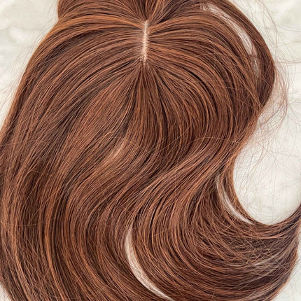 Tillstyle orange brown hair toppers/high quality synthetic hair/thinning crown short hair styles real part breathable base