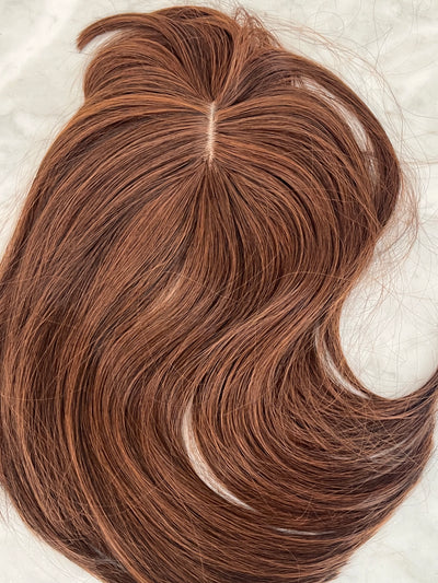 Tillstyle orange brown hair toppers/high quality synthetic hair/thinning crown short hair styles real part breathable base