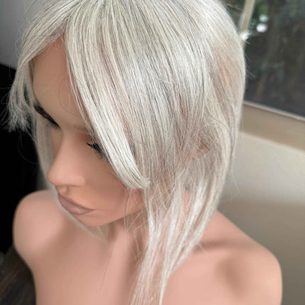 Tillstyle pale white Human Hair Toppers with bangs