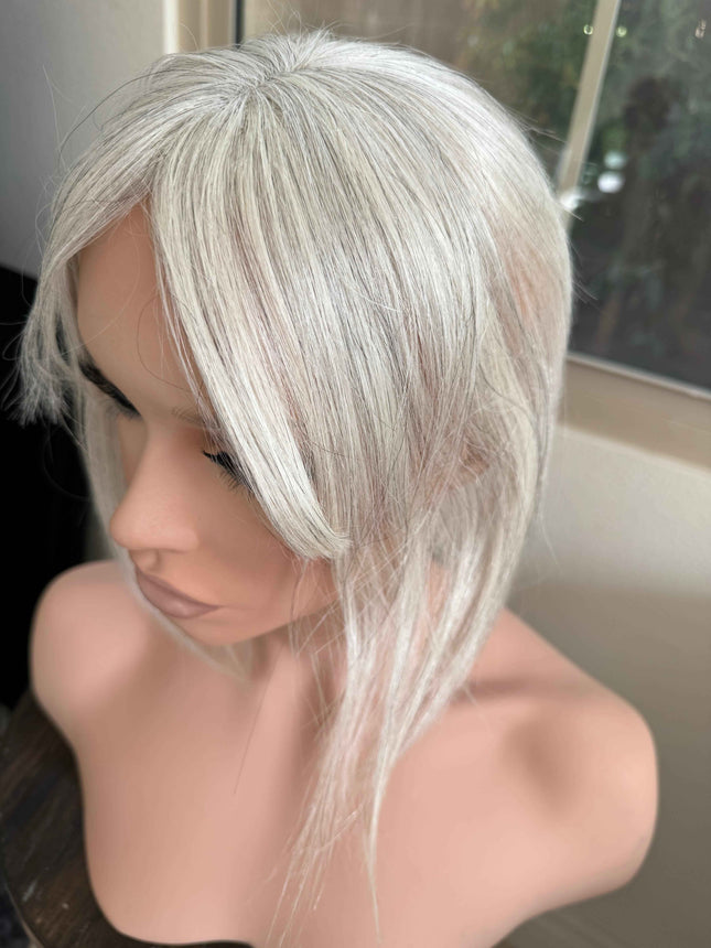 Tillstyle pale white Human Hair Toppers with bangs