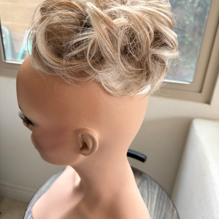 Tillstyle  white brown ash messy hair bun curly hair bun creamy ends