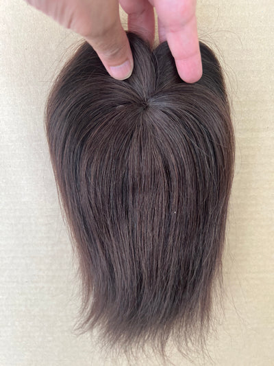 Tillstyle top hair piece 100%human hair dark brown clip in hair toppers for thinning crown