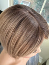 Till style remy human Hair Toppers with bangs ombre /brown roots