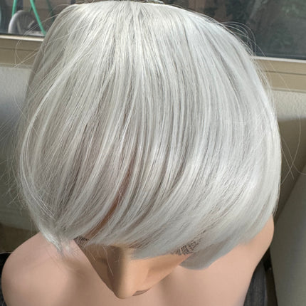 Tillstyle  silver white  large clip in bangs thick bangs covering thinning hair natural looking bangs