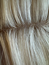 Tillstyle white blonde blonde ash brown highlighted hair topper with bangs