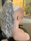 Tillstyle silver grey loose body wave clip in ponytail clip in pony tail