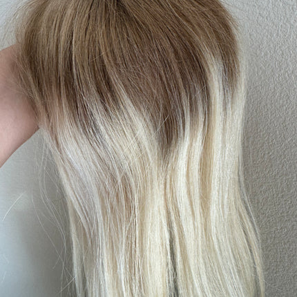 Tillstyle light blonde with dark roots hair toppers hair toppers/mono mesh base